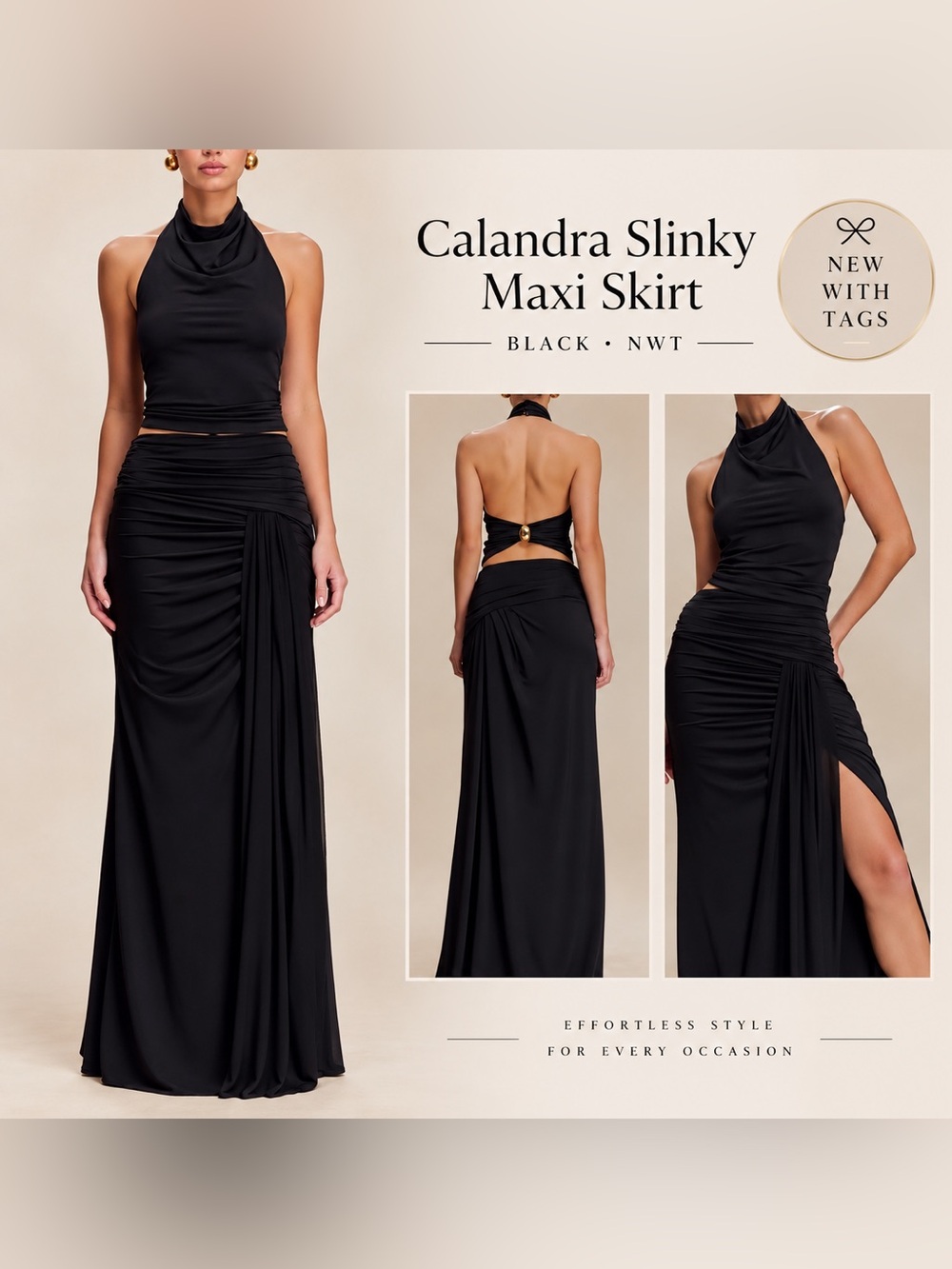 NWT Calandra Slinky Maxi Skirt Black Maxi Skirt